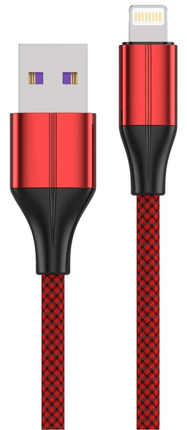 Red 3 Metre Braided Heavy Duty Lightning Lead for iPadiPhone, New 
