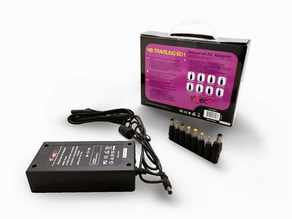 Tiveco TM-901 Universal 90W Laptop Power Supply, 8 Tips, New 

