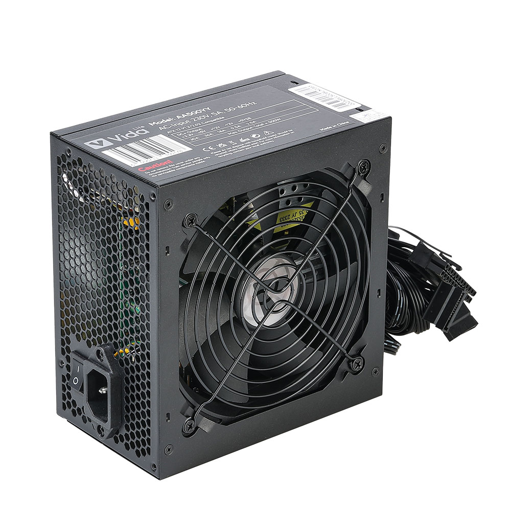 500W Vida Lite Black ATX PSU. 12cm Silent Fan, New 
