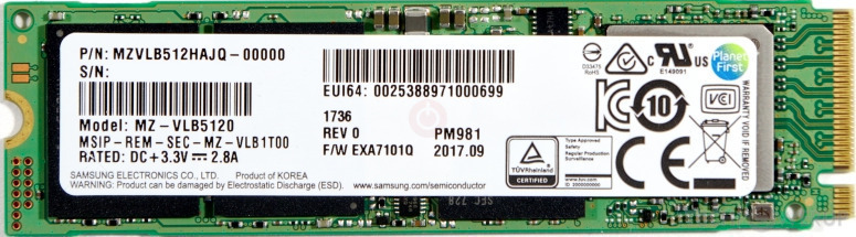 512GB Samsung PM981 M.2 NVME 2280 SSD, Tested Pulls 
