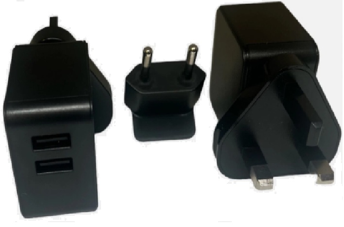 Dual Port 12W 2.4A USB Travel Charger UK  EUR  US Black, New